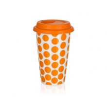 BANQUET doppelwandigen Becher mit Silikon-Deckel 280 ml COLOR PLUS ORANGE