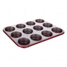 BANQUET Backblech für Muffins 12 RED Culinaria 19BKM12-B