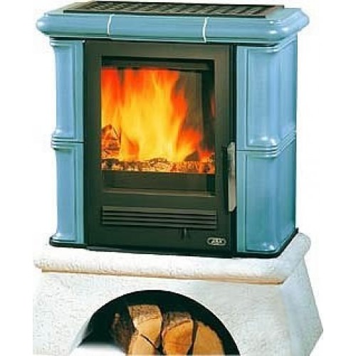 ABX Warmwasser-Kachelofen BAVARIA K 4634-7, Rustikalsockel, blau