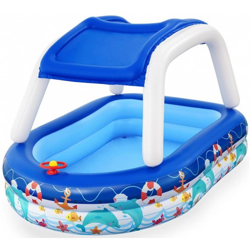 BESTWAY Sea Captain Family Pool mit Sonnenschutzdach, 213 x 155 x 132 cm 54370