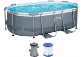 BESTWAY Power Steel Frame Pool 305 x 200 x 84 cm, Set mit Filterpumpe 5614A