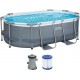 BESTWAY Power Steel Frame Pool 305 x 200 x 84 cm, Set mit Filterpumpe 5614A