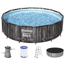 BESTWAY Steel Pro Max Frame Pool Komplett-Set 427 x 107 cm, mit Filterpumpe 5614Z