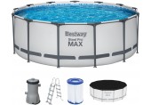 BESTWAY Steel Pro Max Frame Pool 396 x 122 cm, Komplett-Set mit Filterpumpe 5618W