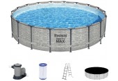 BESTWAY Steel Pro Max Frame Pool Komplett-Set 549 x 122 cm, mit Filterpumpe 5618Y