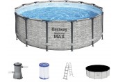 BESTWAY Steel Pro Max Frame Pool Komplett-Set 427 x 122 cm, mit Filterpumpe 5619D