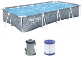 BESTWAY Steel Pro Frame Pool, 366 x 201 x 66 cm, Set mit Filterpumpe 561FV