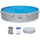 BESTWAY Tanx Stahlwandpool Set mit Filterpumpe 305 x 61 cm, grau, rund 561RW