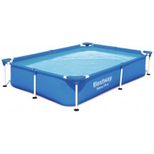 BESTWAY Steel Pro Frame Pool 221 x 150 x 43 cm, ohne Pumpe, eckig, blau 56401