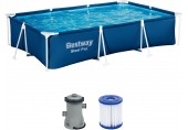 BESTWAY Steel Pro Frame Pool 300 x 201 x 66 cm, Set mit Filterpumpe 56411
