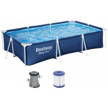 BESTWAY Steel Pro Frame Pool 300 x 201 x 66 cm, Set mit Filterpumpe 56411