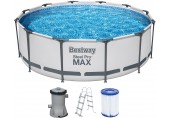 BESTWAY Steel Pro Max Frame Pool 366 x 100 cm, Set mit Filterpumpe 56418