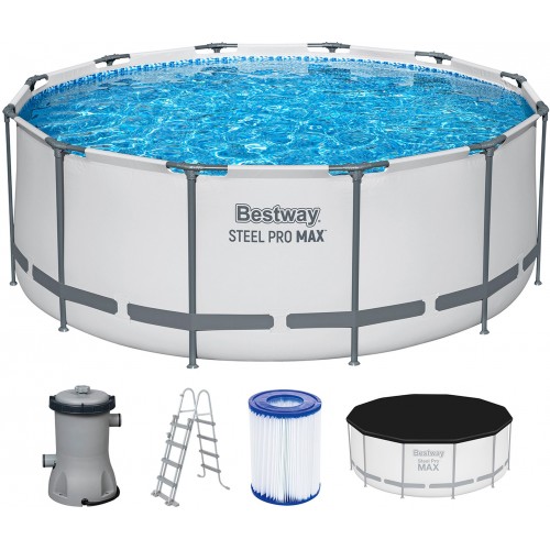 BESTWAY Steel Pro Max Frame Pool 366 x 122 cm, Set mit Filterpumpe 56420