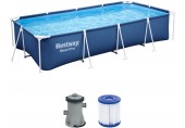 BESTWAY Steel Pro Frame Pool 400 x 211 x 81 cm, Set mit Filterpumpe 56424