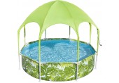 BESTWAY Steel Pro Splash-in-Shade Frame Pool mit Sonnenschutzdach 244 x 51 cm 56432