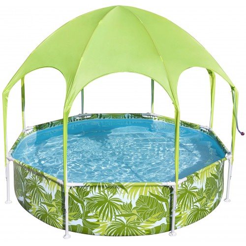 BESTWAY Steel Pro Splash-in-Shade Frame Pool mit Sonnenschutzdach 244 x 51 cm 56432