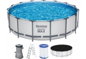 BESTWAY Steel Pro Max Frame Pool 457 x 122 cm, Set mit Filterpumpe 56438