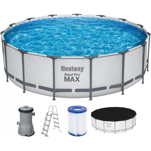 BESTWAY Steel Pro Max Frame Pool 457 x 122 cm, Set mit Filterpumpe 56438