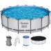 BESTWAY Steel Pro Max Frame Pool 457 x 122 cm, Set mit Filterpumpe 56438