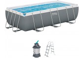 BESTWAY Power Steel Frame Pool 404 x 201 x 100 cm, Komplett-Set mit Sandfilteranlage 56442