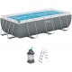 BESTWAY Power Steel Frame Pool 404 x 201 x 100 cm, Komplett-Set mit Sandfilteranlage 56442