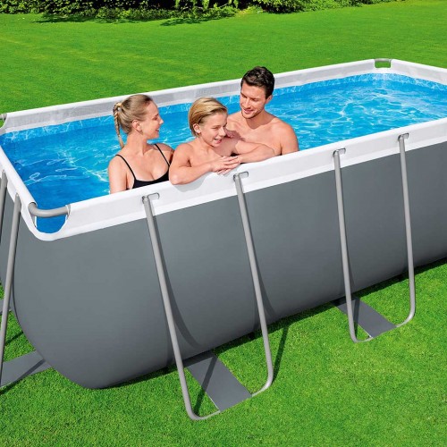 BESTWAY Power Steel Frame Pool 412 x 201 x 122 cm, Kompett-Set mit Sandfilteranlage 56457