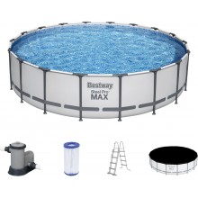 BESTWAY Steel Pro Max Frame Pool 549 x 122 cm, Komplett-Set mit Filterpumpe 56462