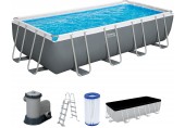 BESTWAY Power Steel Frame Pool, 549 x 274 x 122 cm, Komplett-Set mit Filterpumpe 56465