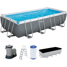BESTWAY Power Steel Frame Pool, 549 x 274 x 122 cm, Komplett-Set mit Filterpumpe 56465