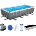 BESTWAY Power Steel Frame Pool, 549 x 274 x 122 cm, Komplett-Set mit Filterpumpe 56465