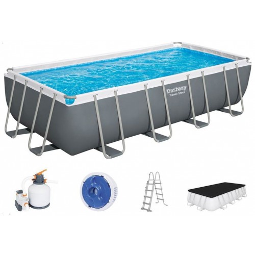 BESTWAY Power Steel Frame Pool 549 x 274 x 122 cm, Komplett-Set mit Sandfilteranlage 56466