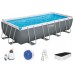 BESTWAY Power Steel Frame Pool 549 x 274 x 122 cm, Komplett-Set mit Sandfilteranlage 56466