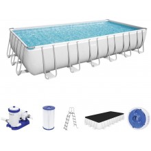 BESTWAY Power Steel Frame Pool 732 x 366 x 132 cm, Komplett-Set mit Filterpumpe 56474