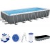 BESTWAY Power Steel Frame Pool 732 x 366 x 132 cm, Komplett-Set mit Filterpumpe 56474