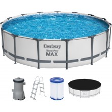 BESTWAY Steel Pro Max Frame Pool 457 x 107 cm, Komplett-Set mit Filterpumpe 56488