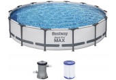 BESTWAY Steel Pro Max Frame Pool 427 x 84 cm, Komplett-Set mit Filterpumpe 56595