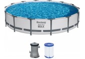 BESTWAY Steel Pro Max Frame Pool 427 x 84 cm, Komplett-Set mit Filterpumpe 56595