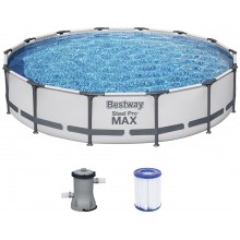 BESTWAY Steel Pro Max Frame Pool 427 x 84 cm, Komplett-Set mit Filterpumpe 56595