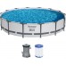 BESTWAY Steel Pro Max Frame Pool 427 x 84 cm, Komplett-Set mit Filterpumpe 56595