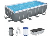 BESTWAY Power Steel Frame Pool 488 x 244 x 122 cm, Komplett-Set mit Filterpumpe 56670