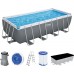 BESTWAY Power Steel Frame Pool 488 x 244 x 122 cm, Komplett-Set mit Filterpumpe 56670