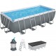 BESTWAY Power Steel Frame Pool 488 x 244 x 122 cm, Komplett-Set mit Sandfilteranlage 56671