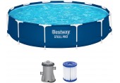 BESTWAY Steel Pro Frame Pool 366 x 76 cm, Set mit Filterpumpe 56681