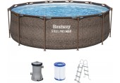 BESTWAY Steel Pro Max Frame Pool 366 x 100 cm, Komplett-Set mit Filterpumpe 56709