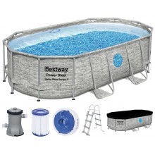 BESTWAY Power Steel Swim Vista Frame Pool 427 x 250 x 100 cm, mit Filterpumpe 56714