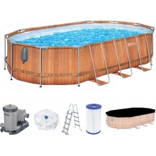 BESTWAY Power Steel Comfort Jet Frame Pool 610 x 366 x 122 cm, mit Filterpumpe 56719