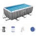 BESTWAY Power Steel Frame Pool-Set 412 x 201 x 122 cm, mit Filterpumpe, Rattan-Optik 56722