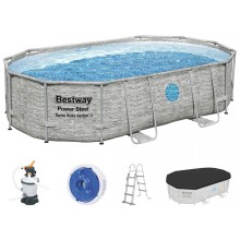 BESTWAY Power Steel Swim Vista Series Pool 488 x 305 x 107 cm, mit Sandfilteranlage 56946