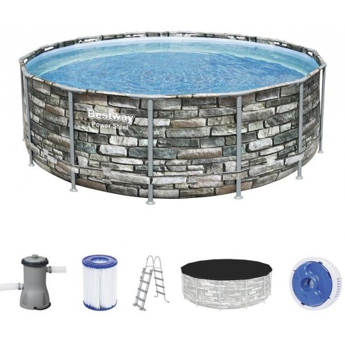 BESTWAY Power Steel Frame Pool 427 x 122 cm, mit Filterpumpe 56993