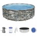 BESTWAY Power Steel Frame Pool 427 x 122 cm, mit Filterpumpe 56993